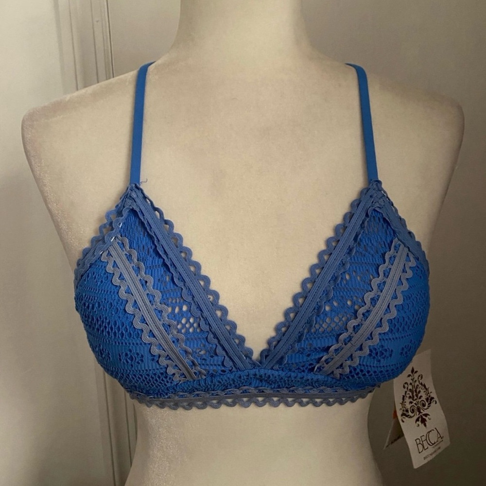 BECCA top bra Swimsuit Blue Lace - Triangle Strappy.